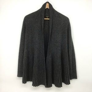 Charter Club Dark Gray Ribbed Cashmere Open Front Cardigan
